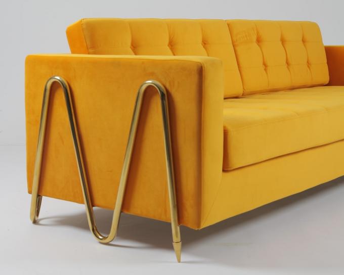 Tissu moderne Sofa Couch de velours de salon 2240x960x820mm 4