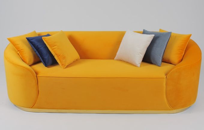 Velours Sofa With Metal Base de tissu de salon 2
