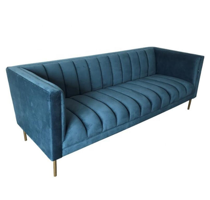 Blue Velvet a orné 3 le sofa de salon de Seat 221x76x78cm 2