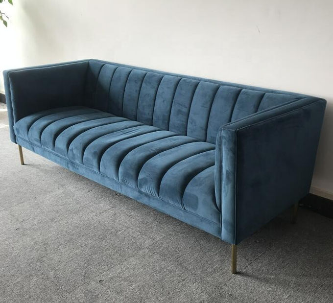 Blue Velvet a orné 3 le sofa de salon de Seat 221x76x78cm 1