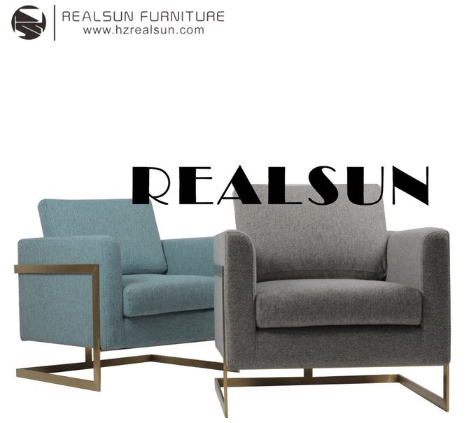 fauteuil bleu de tissu de taille de 85cm avec l'acier inoxydable d'or 3