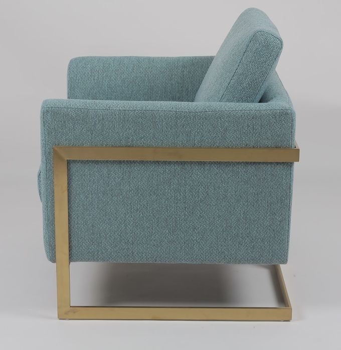 fauteuil bleu de tissu de taille de 85cm avec l'acier inoxydable d'or 2