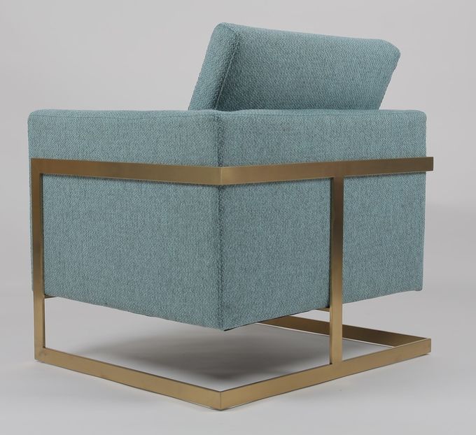 fauteuil bleu de tissu de taille de 85cm avec l'acier inoxydable d'or 1