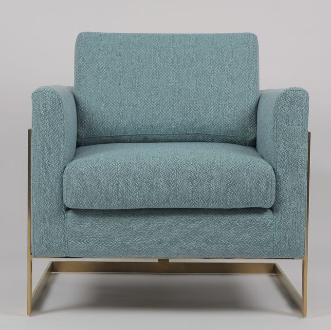 fauteuil bleu de tissu de taille de 85cm avec l'acier inoxydable d'or 0