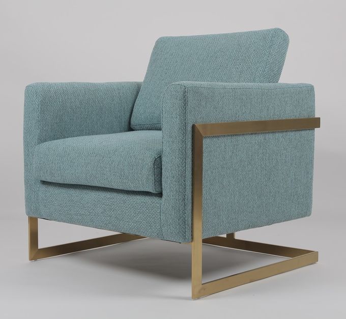 fauteuil bleu de tissu de taille de 85cm avec l'acier inoxydable d'or 4