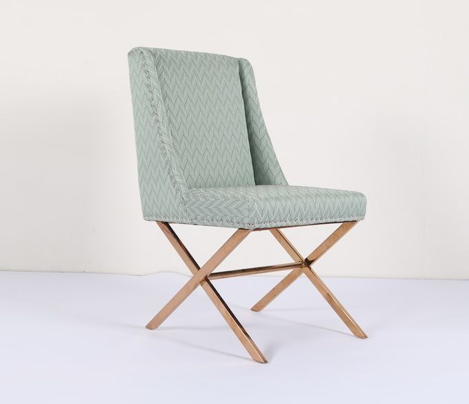 Le tissu bleu de H84cm a tapissé diner des chaises avec la base de l'or solides solubles 4