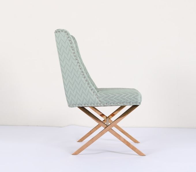 Le tissu bleu de H84cm a tapissé diner des chaises avec la base de l'or solides solubles 2