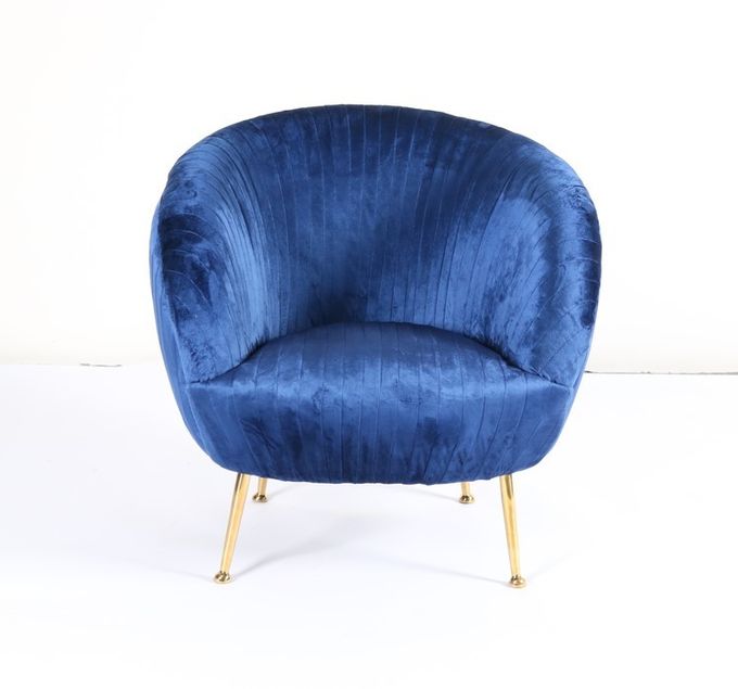 Taille bleu-foncé moderne du fauteuil 75cm d'accent de velours 4