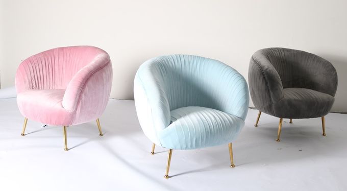 Taille bleu-foncé moderne du fauteuil 75cm d'accent de velours 3