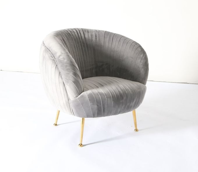 Taille bleu-foncé moderne du fauteuil 75cm d'accent de velours 1