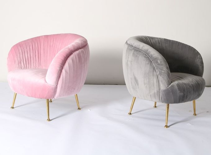 Taille bleu-foncé moderne du fauteuil 75cm d'accent de velours 0