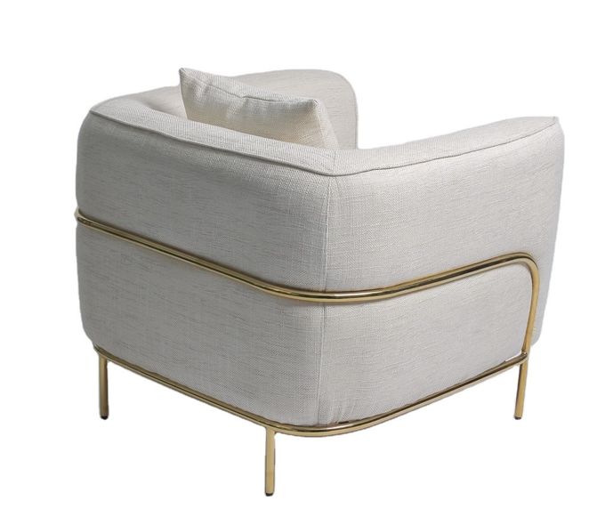 chaise longue tapissée par 89*85*90CM de tissu avec l'acier inoxydable d'or 3