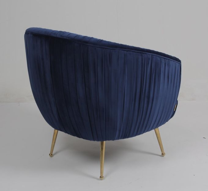 Fauteuil bleu moderne de tissu de velours de 88CM avec des jambes d'acier inoxydable 3