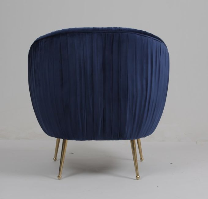 Fauteuil bleu moderne de tissu de velours de 88CM avec des jambes d'acier inoxydable 2