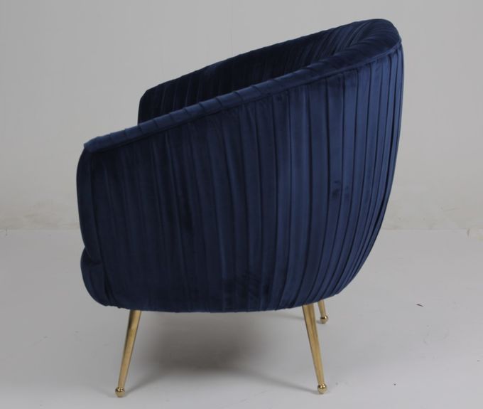 Fauteuil bleu moderne de tissu de velours de 88CM avec des jambes d'acier inoxydable 4