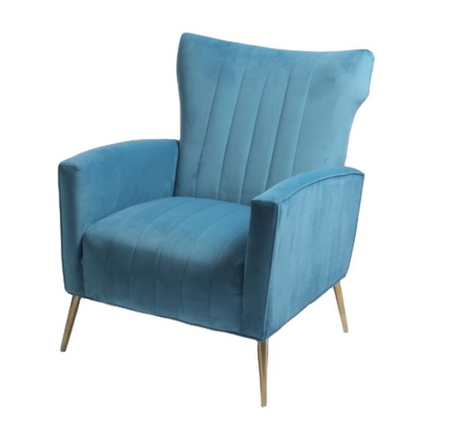 Fauteuil moderne de Blue Velvet avec des jambes d'acier inoxydable 4