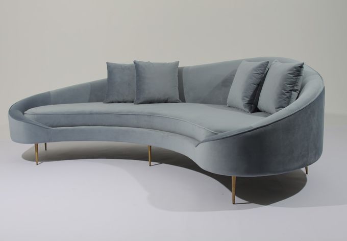 Tissu Sofa Stainless Steel Base Couch de velours de W 260cm pour le salon 3