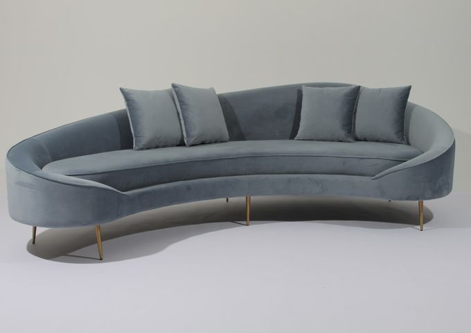 Tissu Sofa Stainless Steel Base Couch de velours de W 260cm pour le salon 2