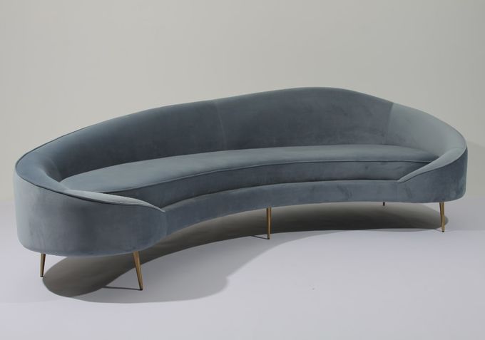 Tissu Sofa Stainless Steel Base Couch de velours de W 260cm pour le salon 1