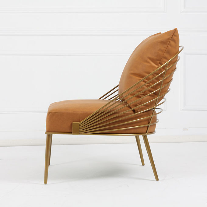 Cadre en laiton d'acier inoxydable de fauteuil de salon d'or moderne 5