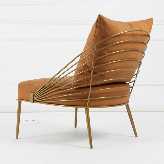 Cadre en laiton d'acier inoxydable de fauteuil de salon d'or moderne 4