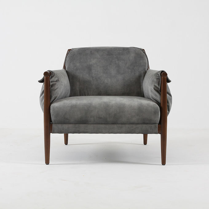 Le tissu a tapissé le style nordique en bois solide de chaise d'accent de cadre 3