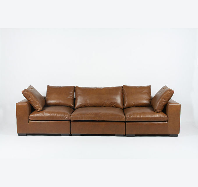 La vache garnissent en cuir 3 Seater Sofa Set For Living Room en cuir moderne 1