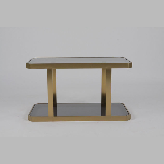 Style nordique de Tableau d'acier inoxydable de dessus de verre trempé de place latérale d'or 1