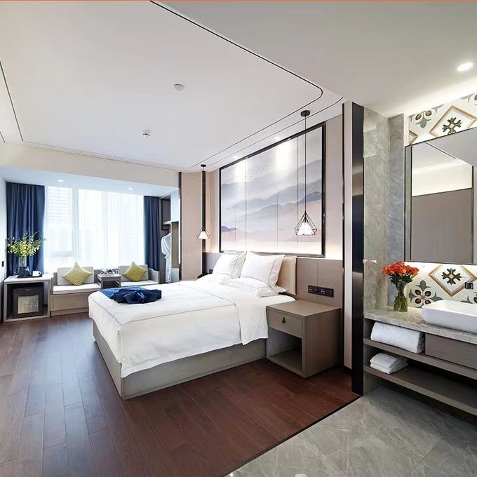 Ensemble complet du bois solide de luxe léger des meubles directement pour des hôtels, appartements 0
