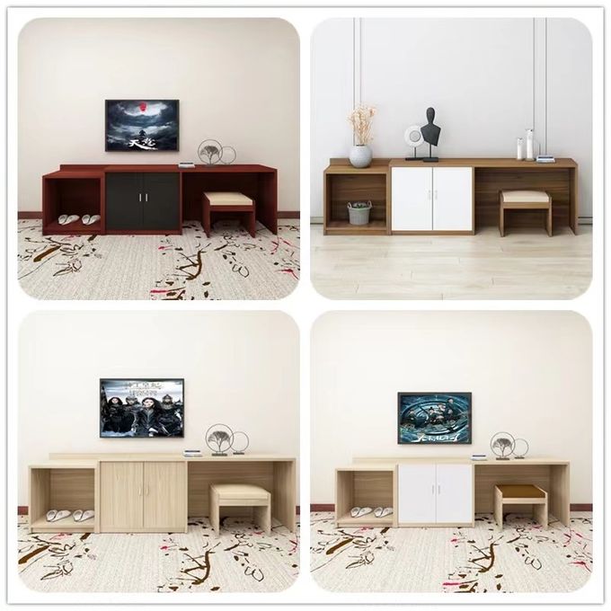 Ensemble en bois solide de meubles de chambre à coucher d'hôtel de l'hôtel TV de combinaison moderne d'armoire 0